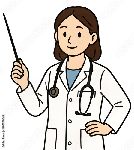 여자,의사,여의사,안내,지시봉,강의봉,설명,그림,만화,삽화