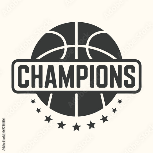 Vector art of basketball champions logo with stars and text