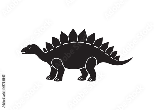 Ankylosaurus silhouette vector illustration, prehistoric armored dinosaur graphic icon isolated on white background.