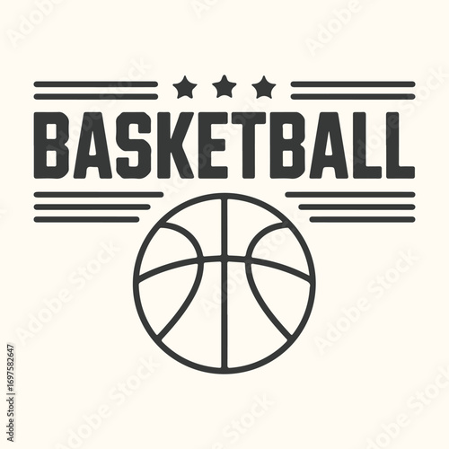 Vector art of basketball logo with stars and lines