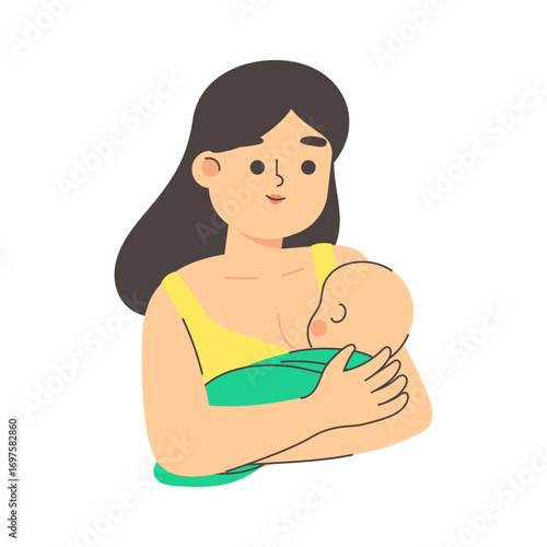Breastfeeding Mom Cartoon Character