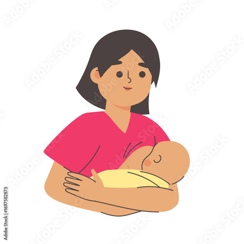 Breastfeeding Mom Cartoon Character