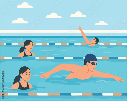 People swimming in the pool