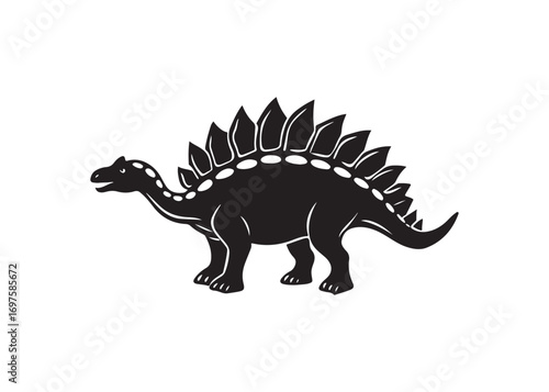Ankylosaurus silhouette vector illustration, prehistoric armored dinosaur graphic icon isolated on white background.
