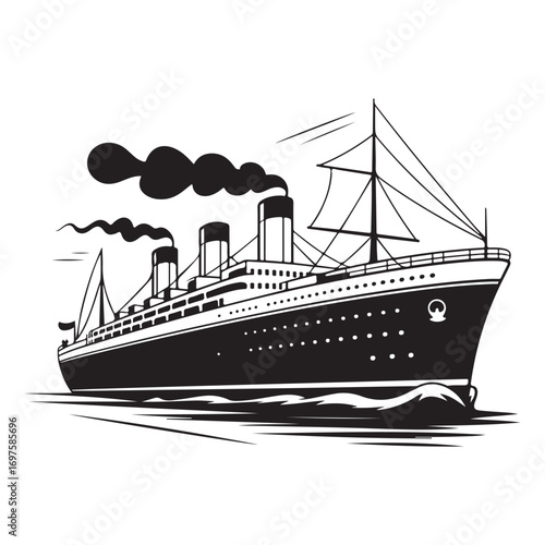 Vintage Ocean Liner Ship Illustration