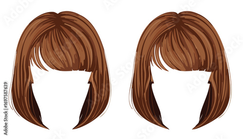 Two brown bob hairstyles with bangs brown hair bob haircut