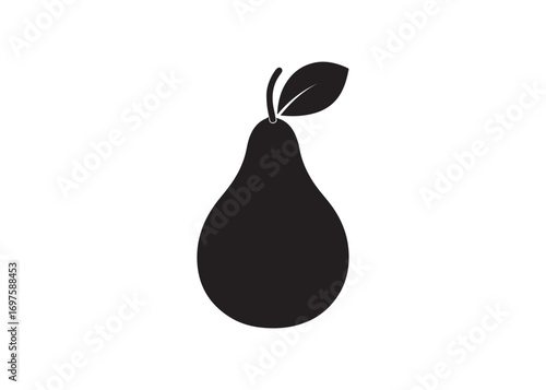 Pear fruit silhouette vector isolated on white background illustration.