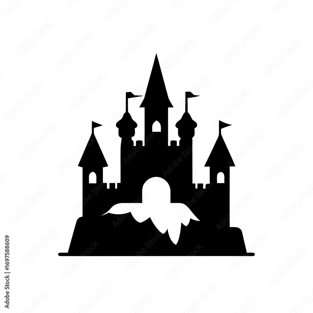 Obraz premium Black silhouette castle vector