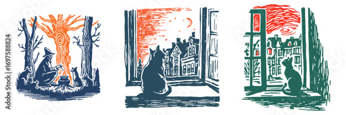 Cozy Scenes of Nature and Home with Cats and a Fire