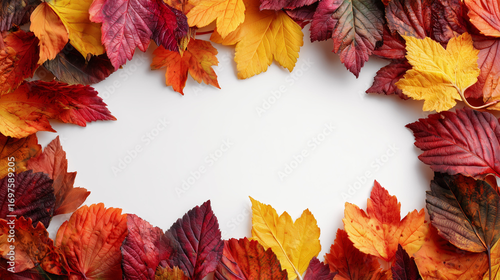 Obraz premium Beautiful autumn composition with empty space on white background