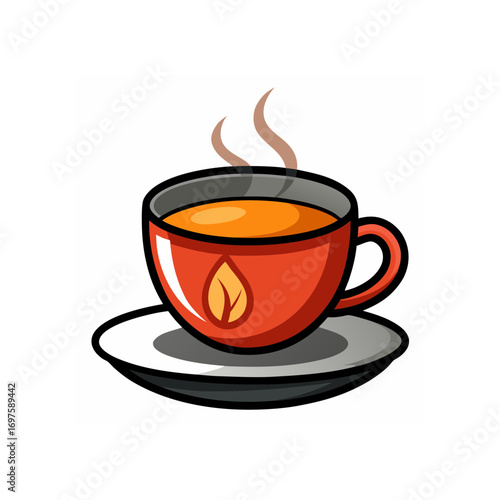Elegant tea cup vector detailed and refined design for tea time dining and