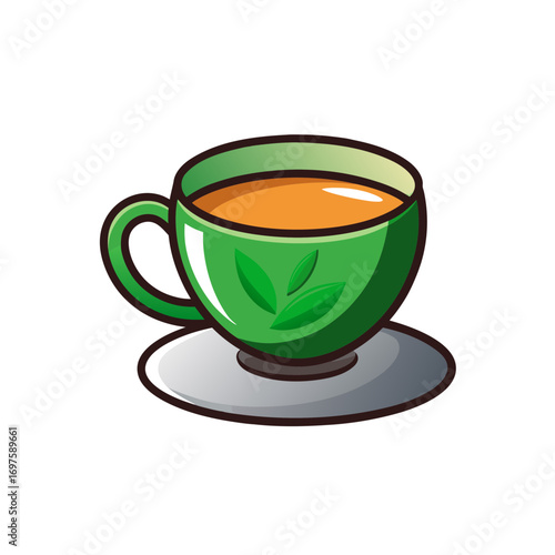 Elegant tea cup vector detailed and refined design for tea time dining and