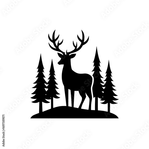A cartoon of a deer with a blue background with a drawing of a deer on it 