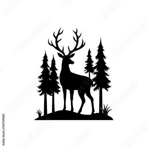 A cartoon of a deer with a blue background with a drawing of a deer on it 