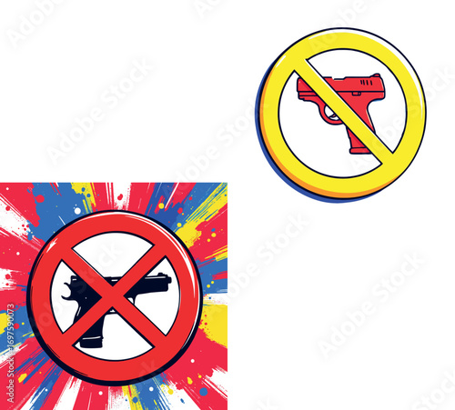 Vsai no guns allowed sign promoting gun control and disarmament