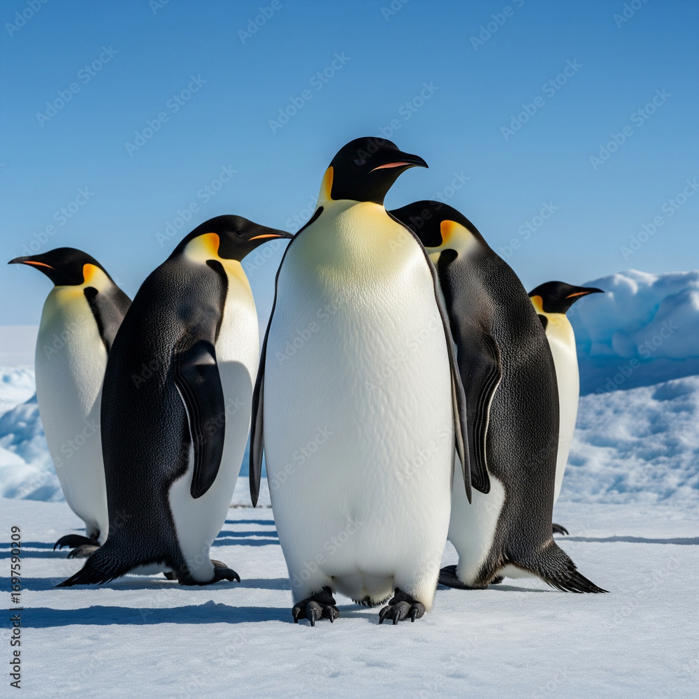 Fototapeta premium A Group of Emperor Penguins in Antarctica