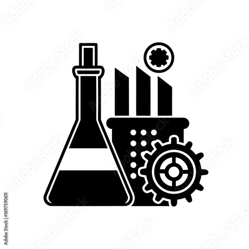 chemical engineering vector monotone icon 