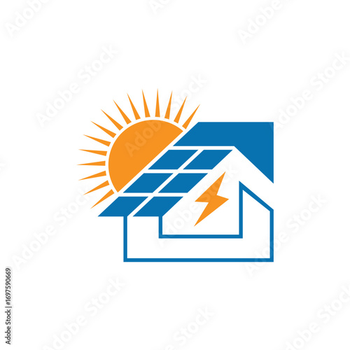 Letter C house with solar panels logo