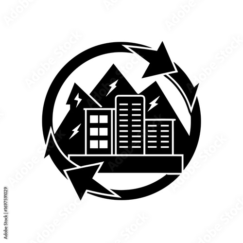 disaster recovery plan vector monotone icon 