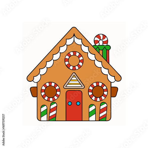 A gingerbread house with a gingerbread house on the front 