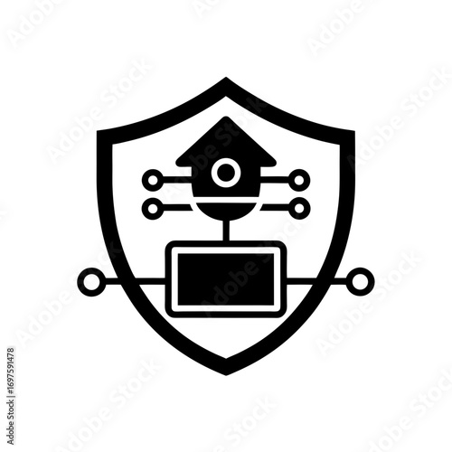 intrusion detection system vector monotone icon 