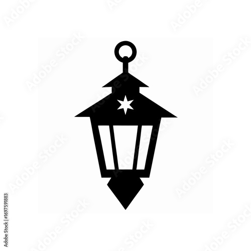 Flying lantern silhouette vector illustration