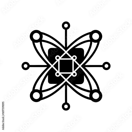quantum computing vector monotone icon 