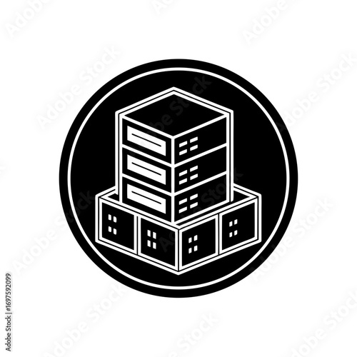 server room vector monotone icon 