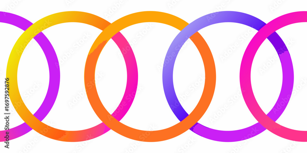 Obraz premium Interlocking colorful gradient rings forming a continuous wave pattern on a white background