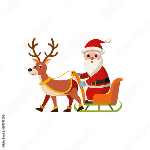 Christmas santa claus in a sleigh with reindeer vector