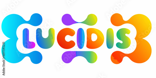 Colorful abstract liquid letters spelling out the word lucidis with a vibrant gradient fill