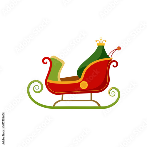 Sleigh of santa claus sled christmas transport christmas sledge in flat style 