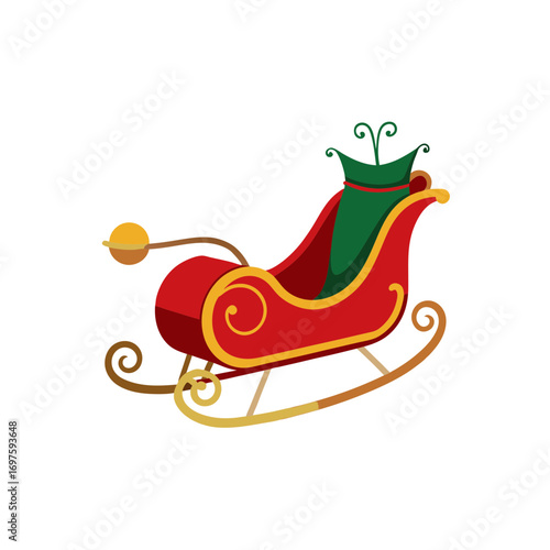 Sleigh of santa claus sled christmas transport christmas sledge in flat style 