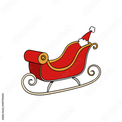 Sleigh of santa claus sled christmas transport christmas sledge in flat style 