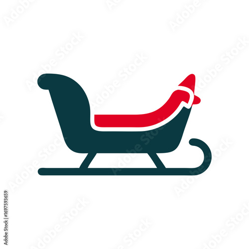 Sleigh of santa claus sled christmas transport christmas sledge in flat style 