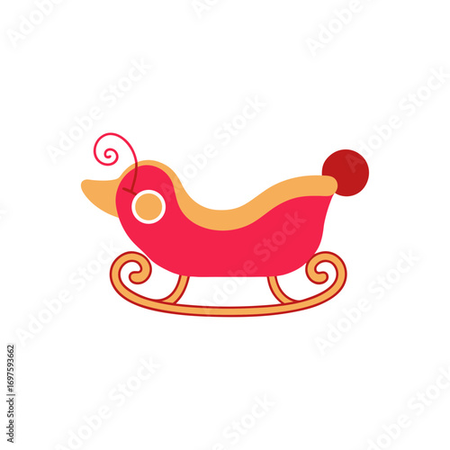 Sleigh of santa claus sled christmas transport christmas sledge in flat style 
