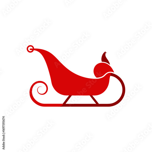 Sleigh of santa claus sled christmas transport christmas sledge in flat style 