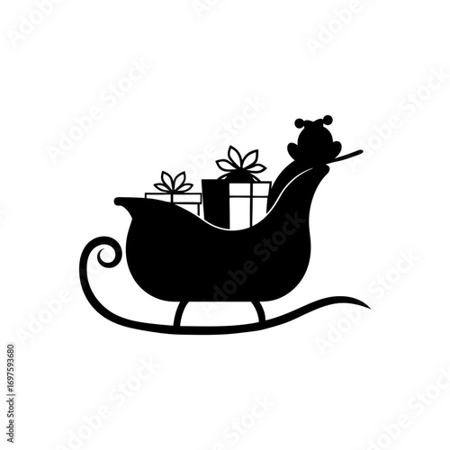 Santa christmas sledge with gift boxes