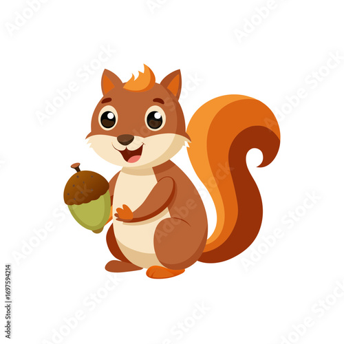 Vector of cartoon squirrel illustration on white background 