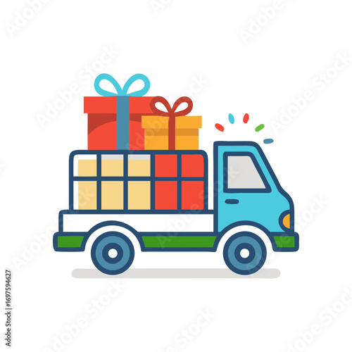 A car on christmas day carrying a big gift box