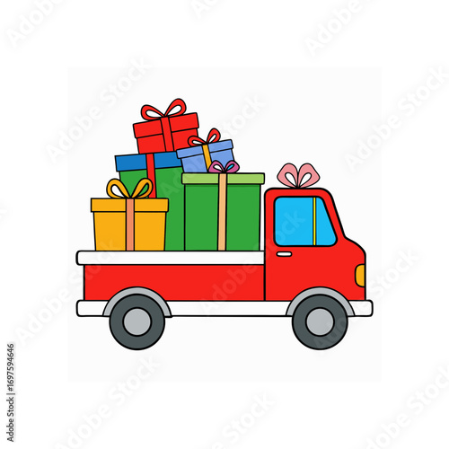 A car on christmas day carrying a big gift box