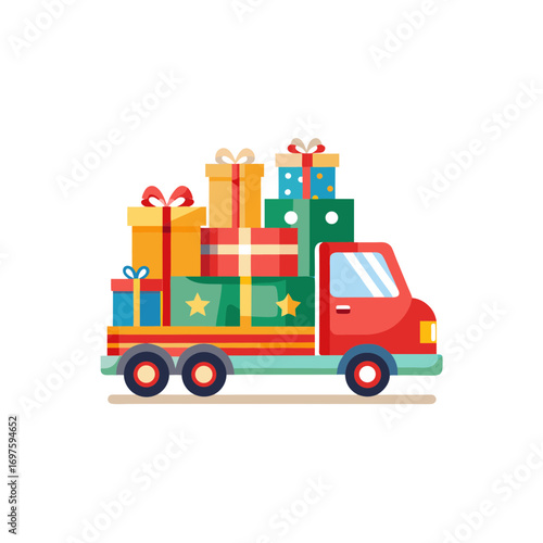 A car on christmas day carrying a big gift box