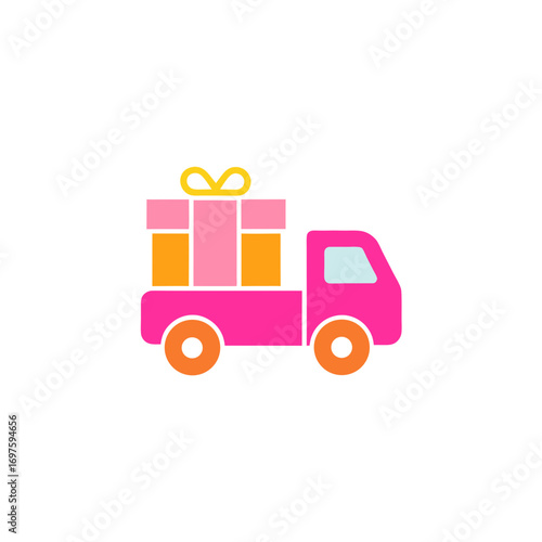 A car on christmas day carrying a big gift box