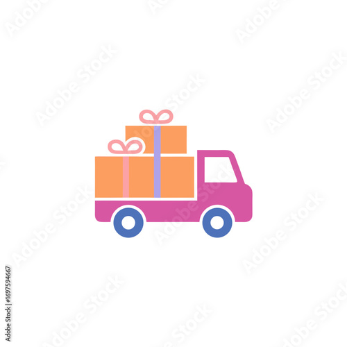 A car on christmas day carrying a big gift box