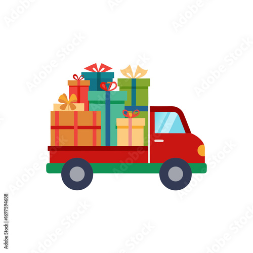 A car on christmas day carrying a big gift box