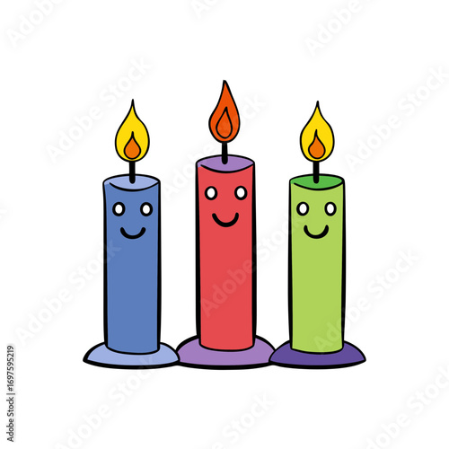 burning candles on a white background
