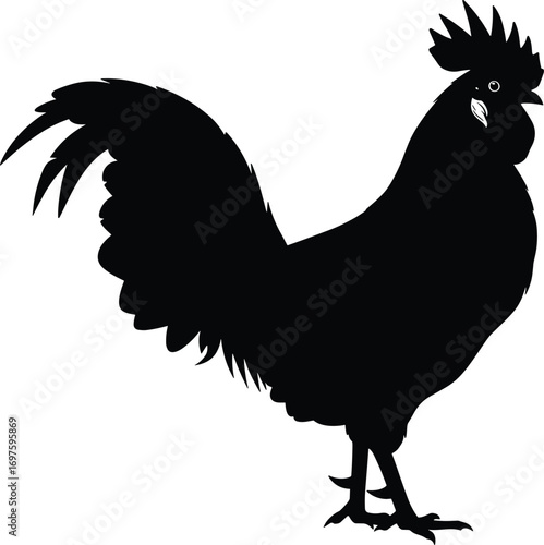 Rooster silhouette vector illustration, farm animal symbol, chicken icon design, poultry bird graphic, agriculture element, rural countryside concept, cock mascot logo art