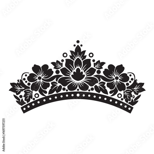 Elegant floral crown design in black and white offering a delicate and luxurious appearance