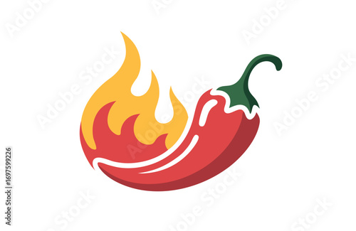 Spicy Chili Pepper with Flame, Heat Symbol for Food Branding & Flavor Intensity