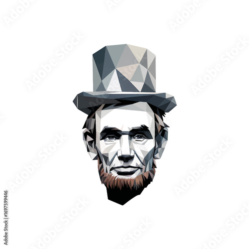 Lincoln figure stands tall in polygonal art style, showcasing creativity and historical significance in a modern form